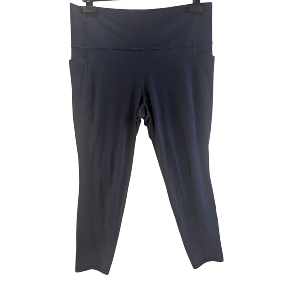 Athleta Dark Blue Salutation Stash Pockets 11 7/8 Tights Leggings Size XL - Picture 1 of 1